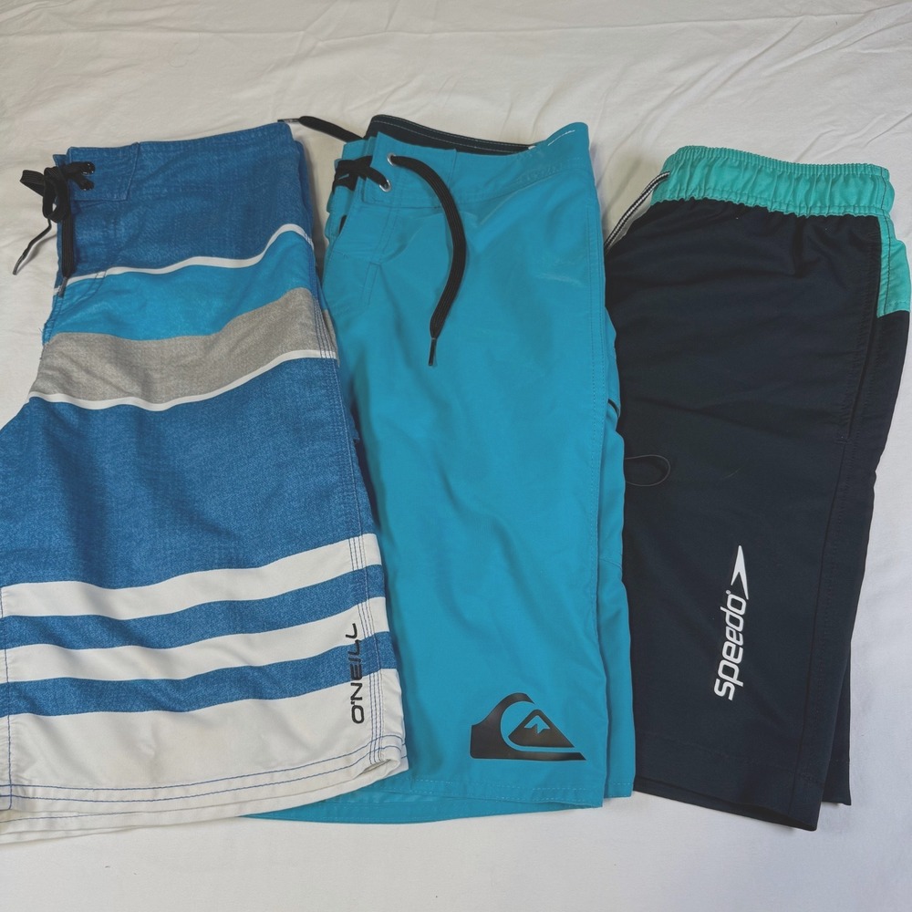 Lot of 3 Men's Small Board Shorts Swim Trunks Speedo Quik Silver O'Neill